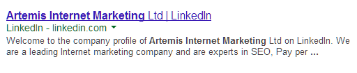 Artemis LinkedIn Search Result