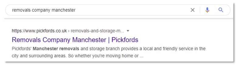 August 2021 SEO Insights Blog Image 2 - Removals Company Manchester SERPS image