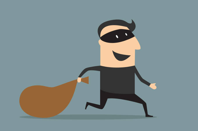 Cartoon Thief in Mask With Sack