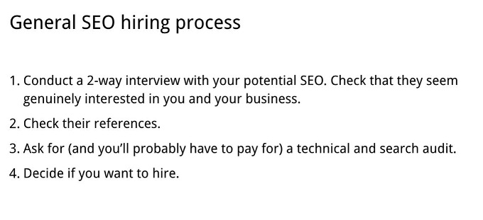 General SEO hiring process