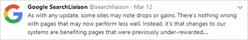 Google SearchLiaison March update tweet