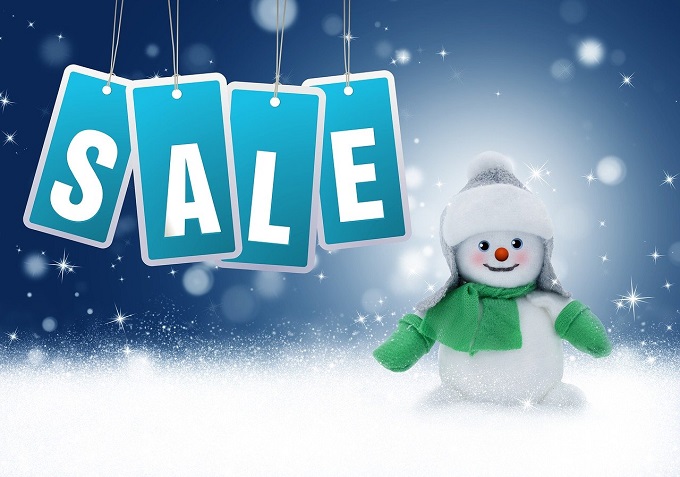 Christmas sale signs with snowman